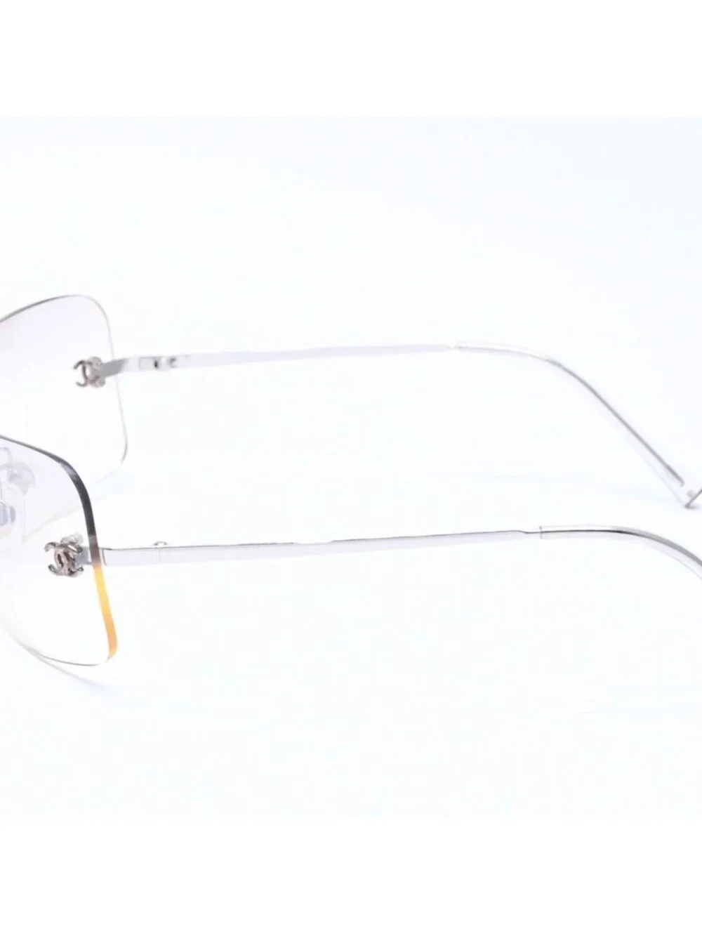 Chanel Rimless Sunglasses CC Logo Gradient Eyewear Silver